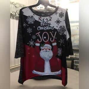 Onque Woman Black and Red Festive Holiday Top